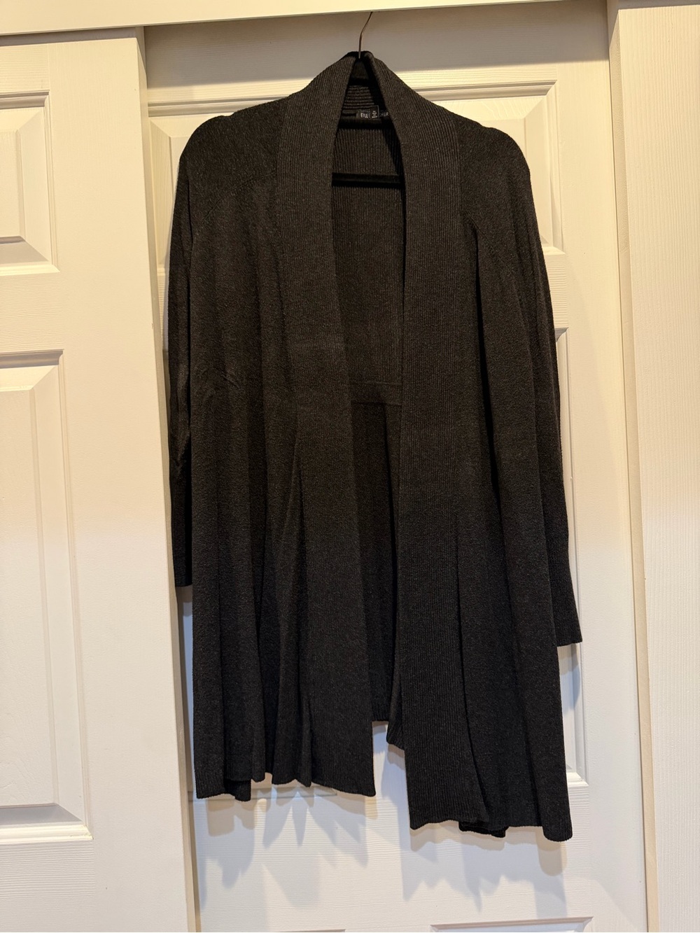 Eileen Fisher Open-Front Black Knit Cardigan